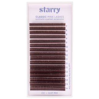Brown lashes CC 0.07 mm MIX 7-14mm, Lashes, Colored and brown 0.07